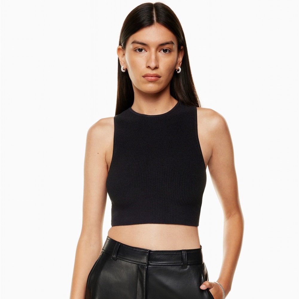 Babaton sculpt knit racer back high neck tank top
